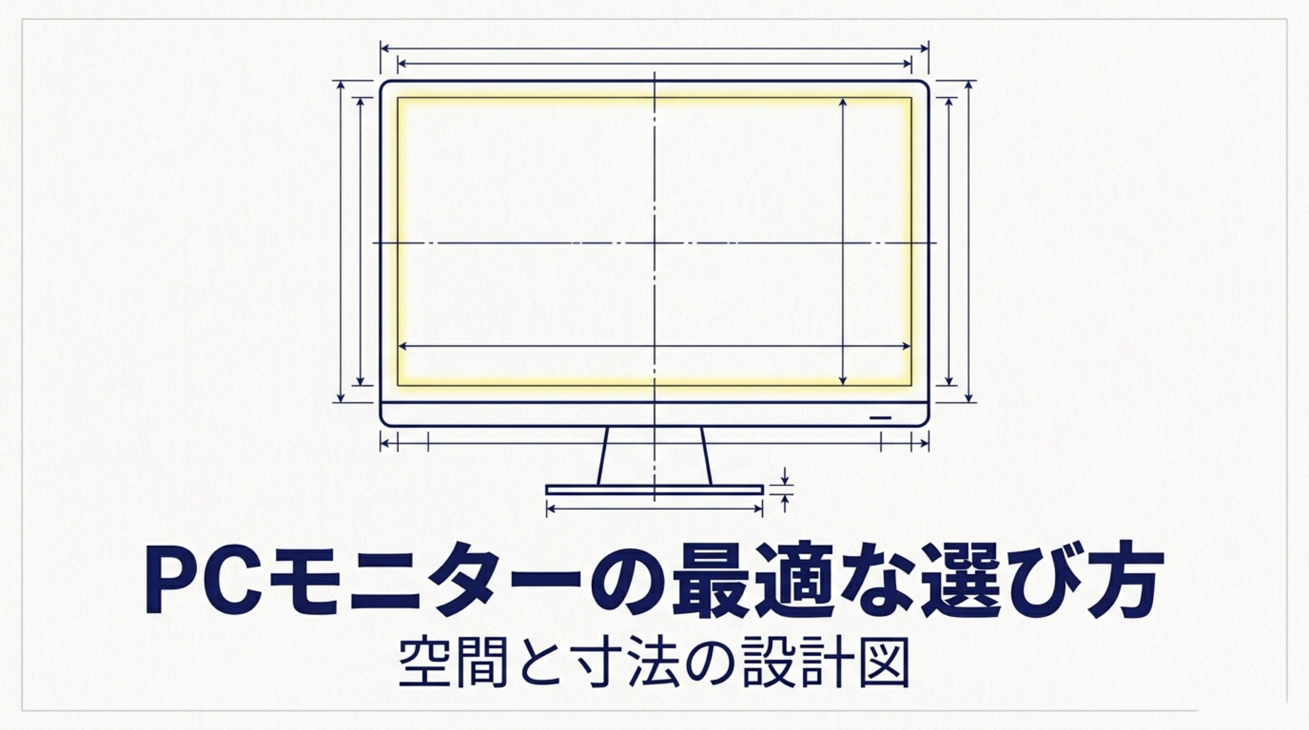 PCモニターのサイズ選びを設計図風に示したスライド